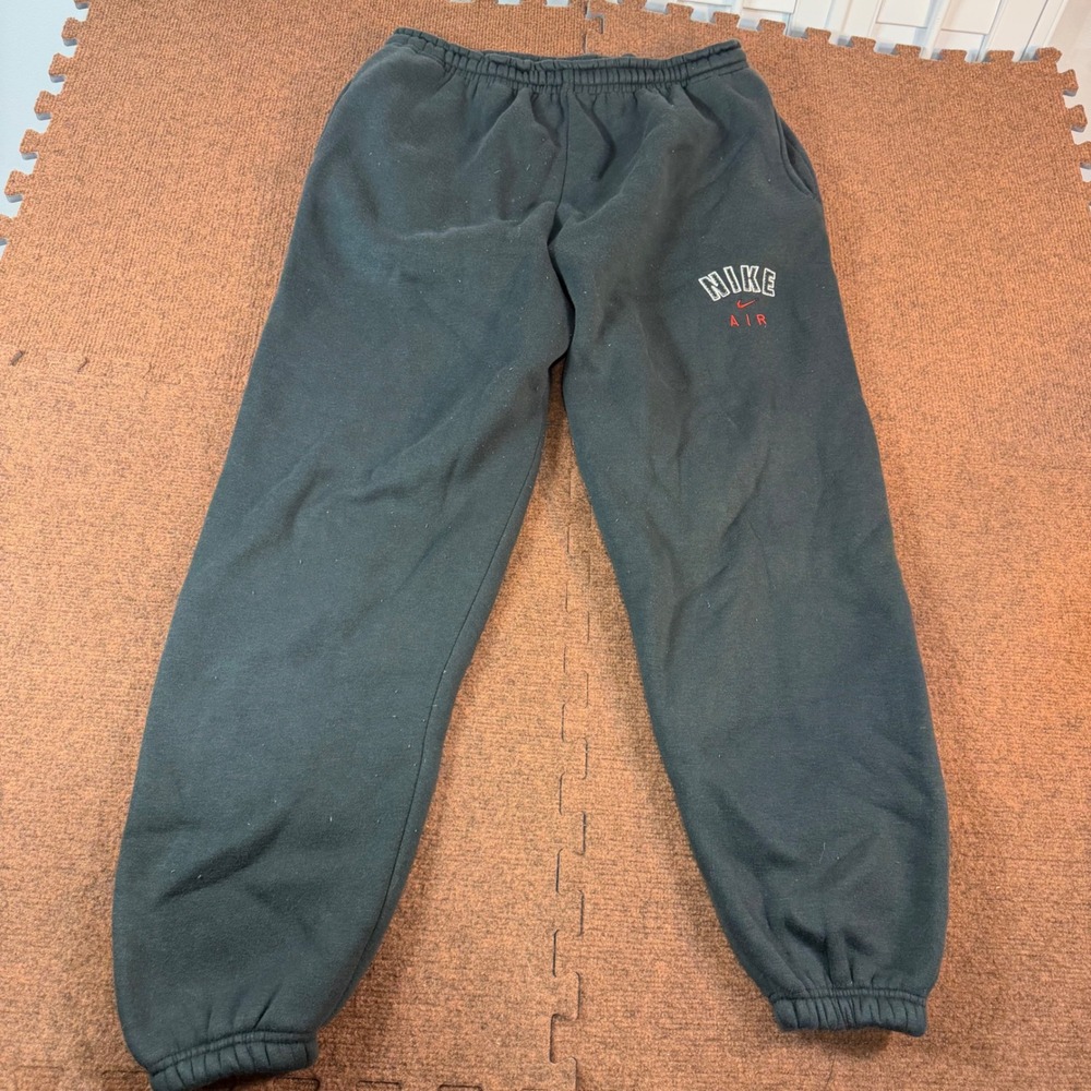 A+ Nike Air Mens Fleece Sweatpants Gray Embroidered Logo Joggers Size L 2225